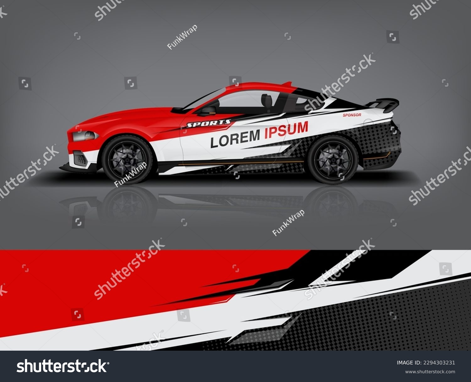 Car decal design vector. Graphic abstract stripe racing background kit designs for wrap vehicle, race car, rally, adventure and livery dekal a1