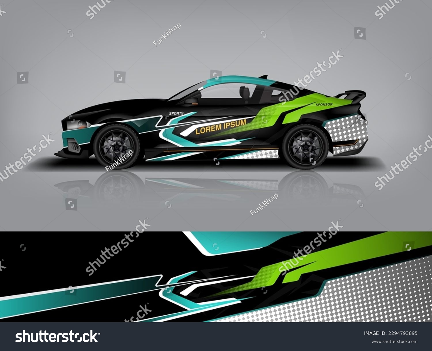 Car decal design vector. Graphic abstract stripe racing background kit designs for wrap vehicle, race car, rally, adventure and livery dekal a1
