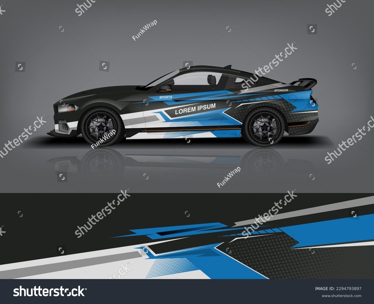 Car decal design vector. Graphic abstract stripe racing background kit designs for wrap vehicle, race car, rally, adventure and livery dekal a1