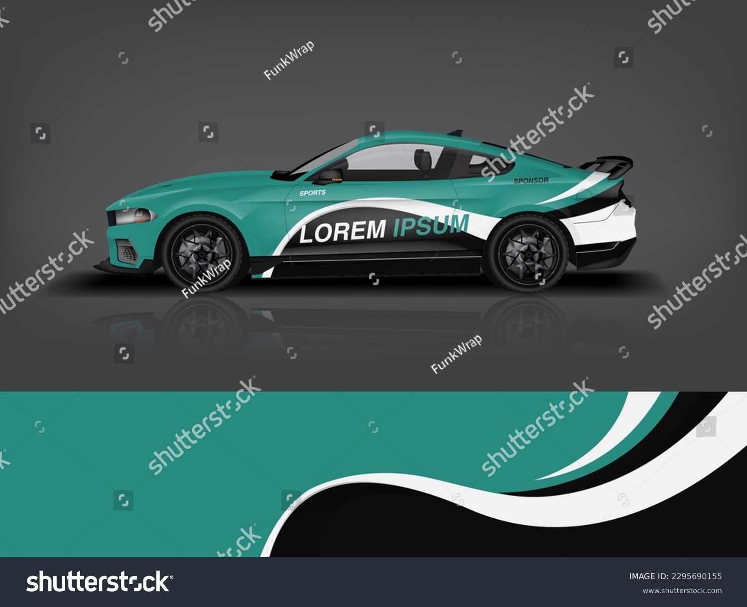 Car decal design vector. Graphic abstract stripe racing background kit designs for wrap vehicle, race car, rally, adventure and livery dekal a1