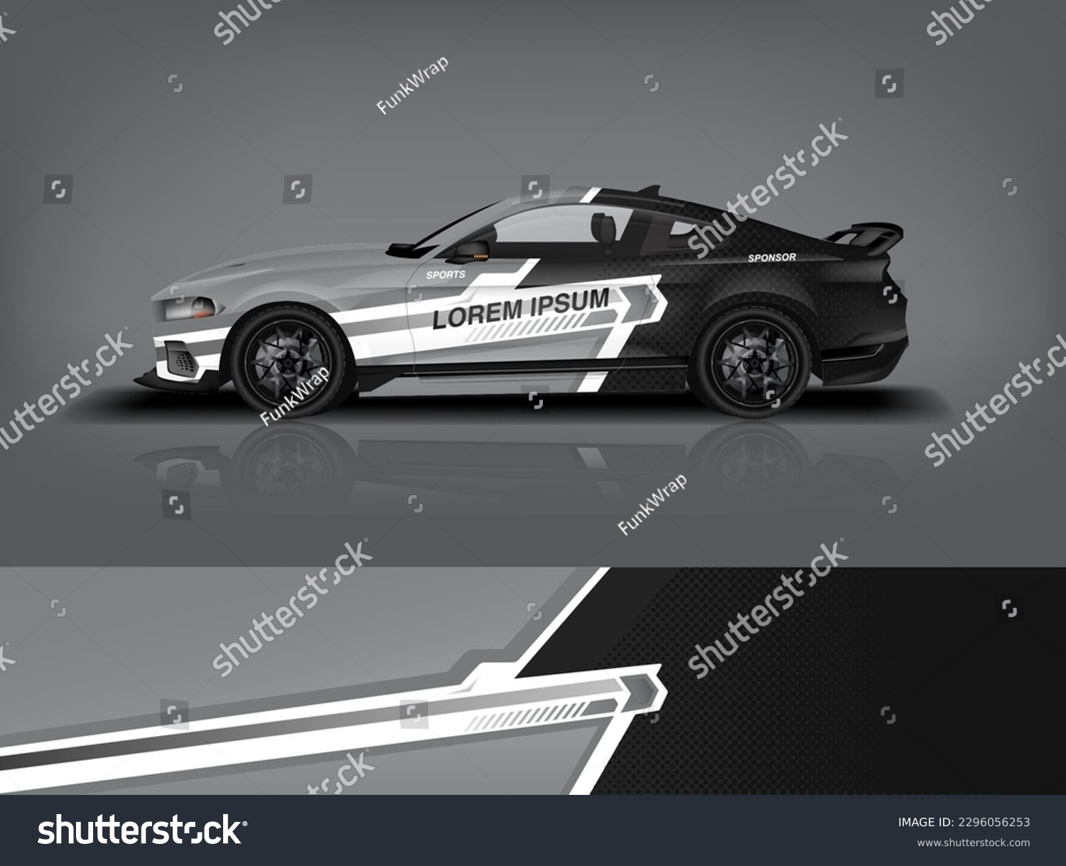Car decal design vector. Graphic abstract stripe racing background kit designs for wrap vehicle, race car, rally, adventure and livery dekal a1