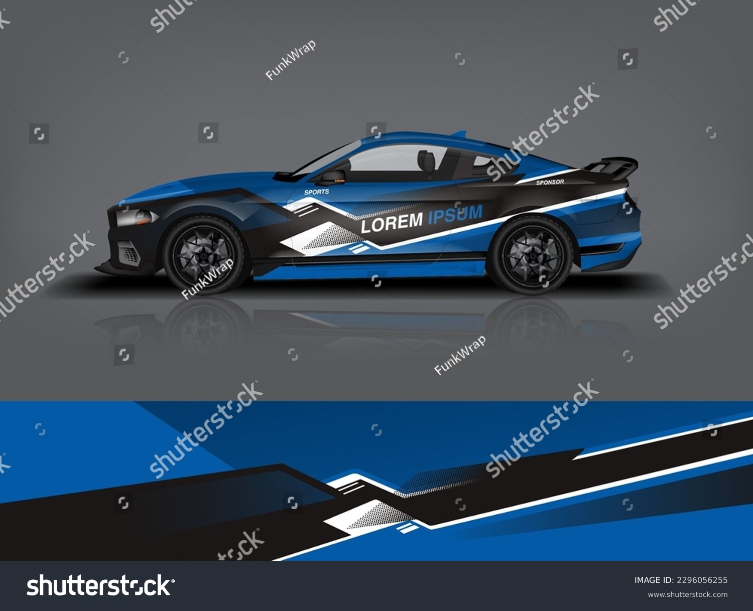 Car decal design vector. Graphic abstract stripe racing background kit designs for wrap vehicle, race car, rally, adventure and livery dekal a1