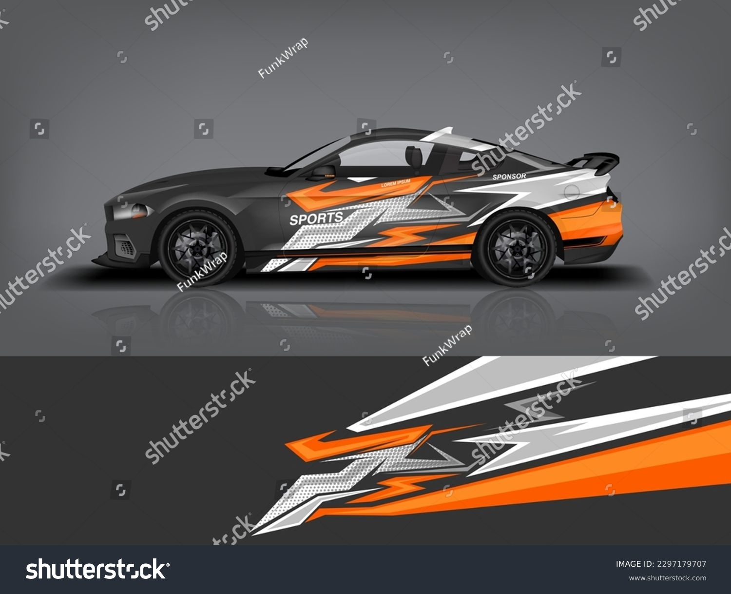 Car decal design vector. Graphic abstract stripe racing background kit designs for wrap vehicle, race car, rally, adventure and livery dekal a1