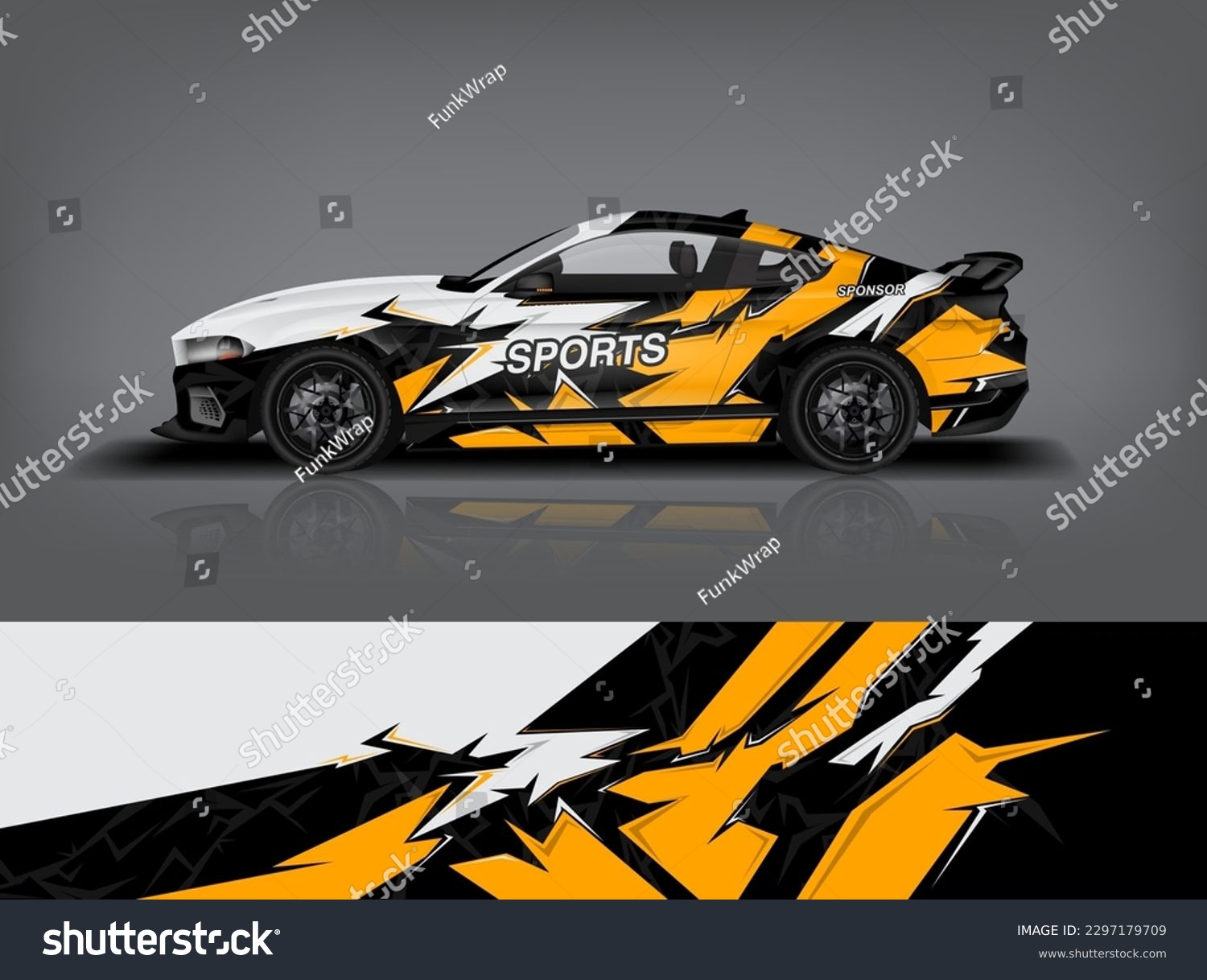 Car decal design vector. Graphic abstract stripe racing background kit designs for wrap vehicle, race car, rally, adventure and livery dekal a1