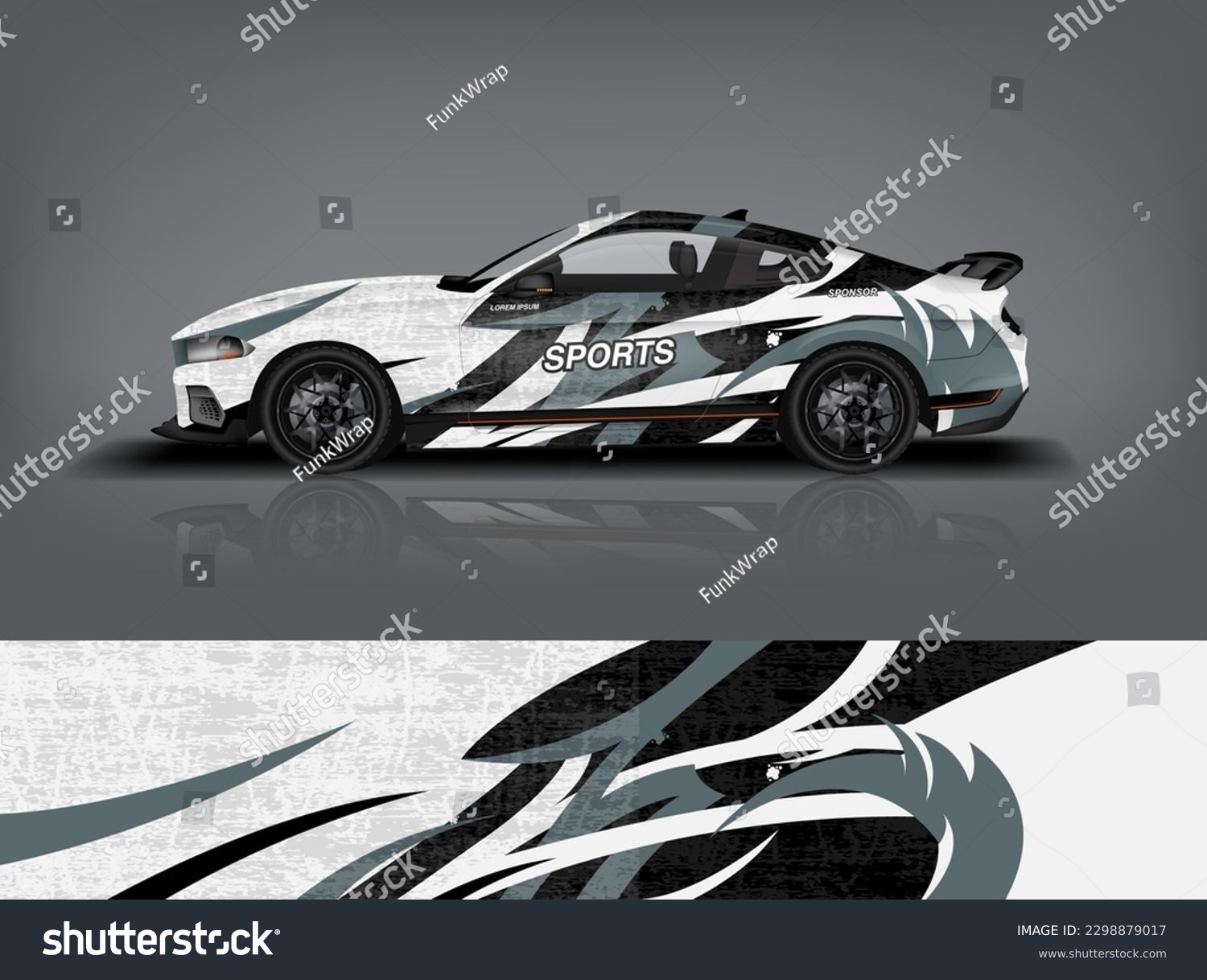 Car decal design vector. Graphic abstract stripe racing background kit designs for wrap vehicle, race car, rally, adventure and livery dekal a1