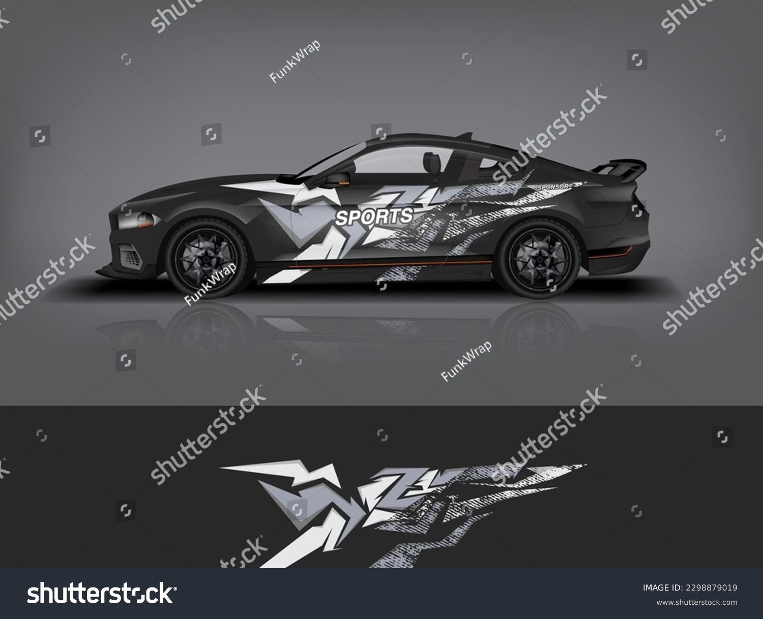 Car decal design vector. Graphic abstract stripe racing background kit designs for wrap vehicle, race car, rally, adventure and livery dekal a1