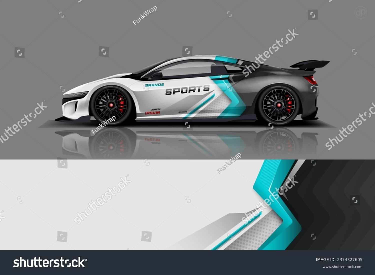 Sport Car decal wrap design vector. Graphic abstract stripe racing background kit designs for vehicle, race car, rally, adventure and livery. eps 10 ready - Vector
dekal