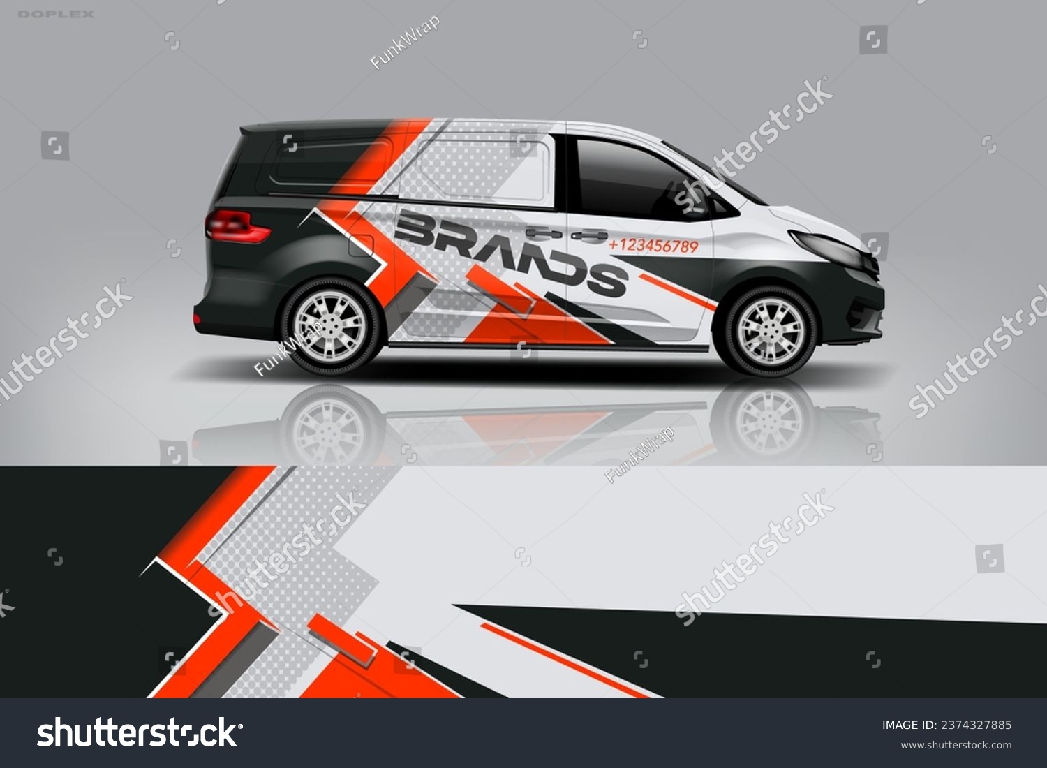 Van Wrap Design. Abstract geometric van wrap printable file eps10 dekal a1