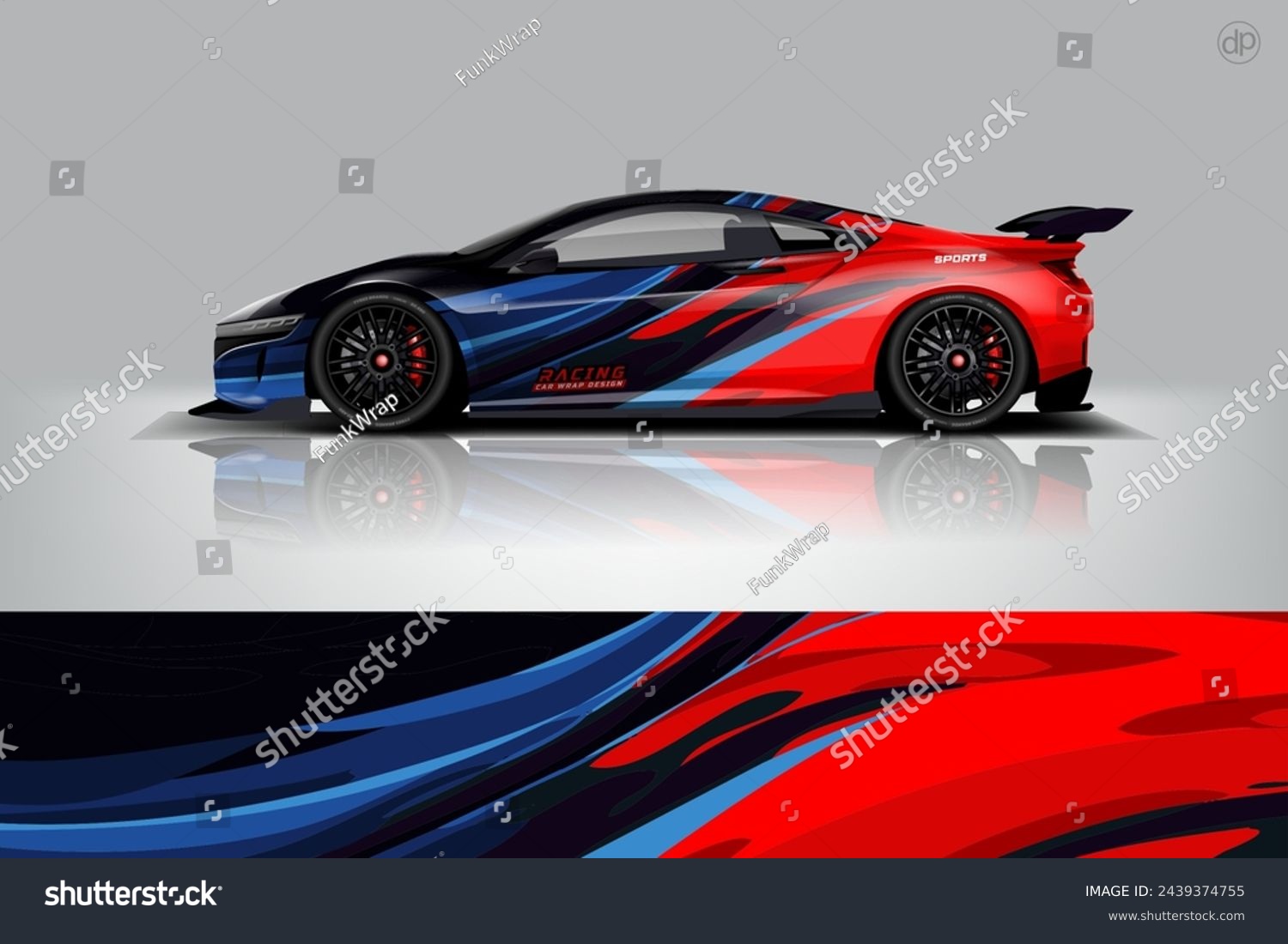 Car decal design vector. Graphic abstract stripe racing background kit designs for wrap vehicle, race car, rally, adventure and livery dekal