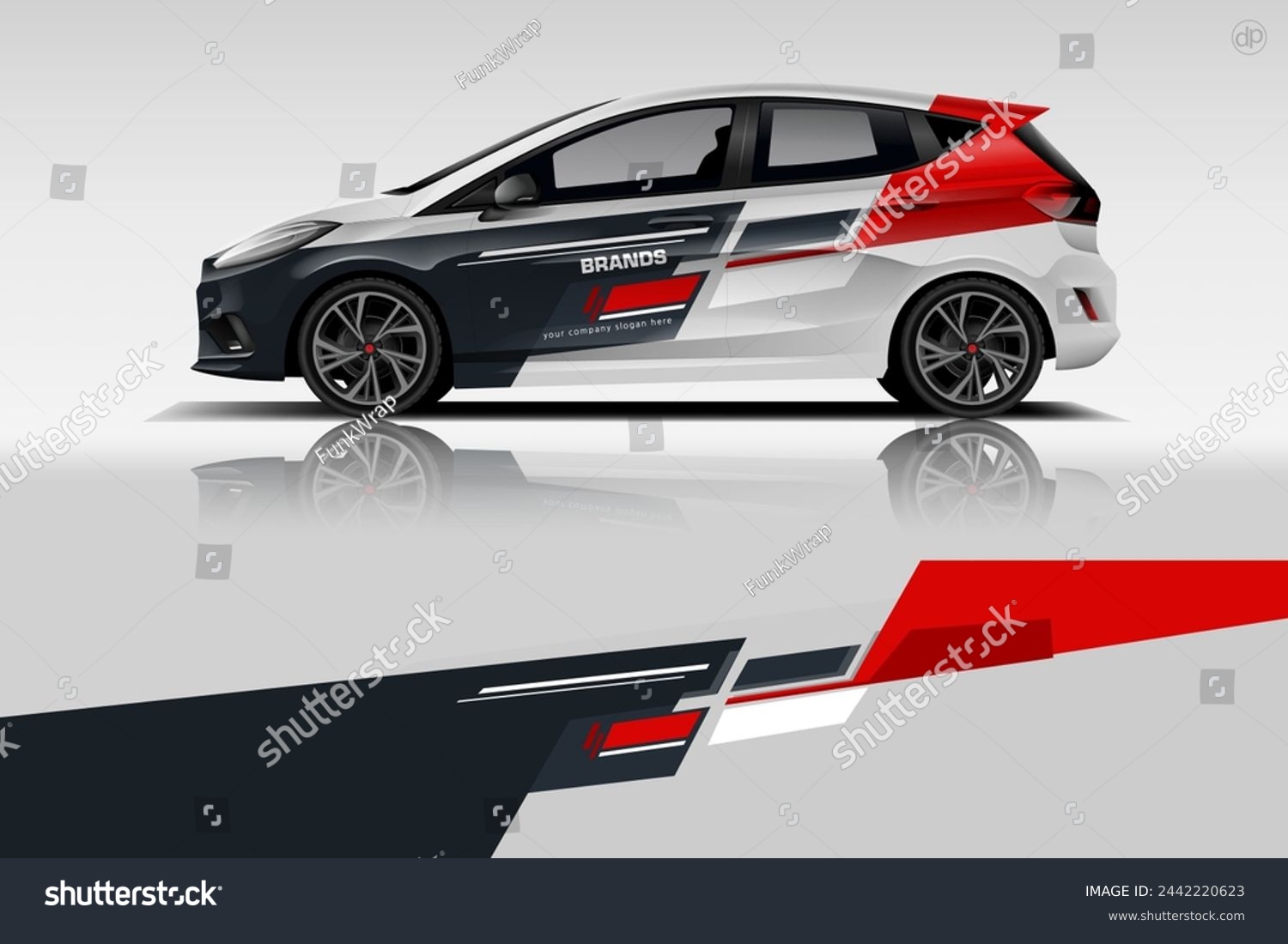 Car decal design vector. Graphic abstract stripe racing background kit designs for wrap vehicle, race car, rally, adventure and livery dekal